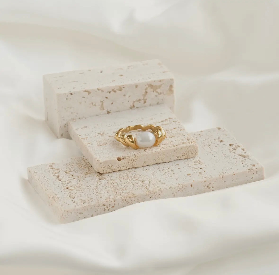 Pearl Statement Croissant Ring